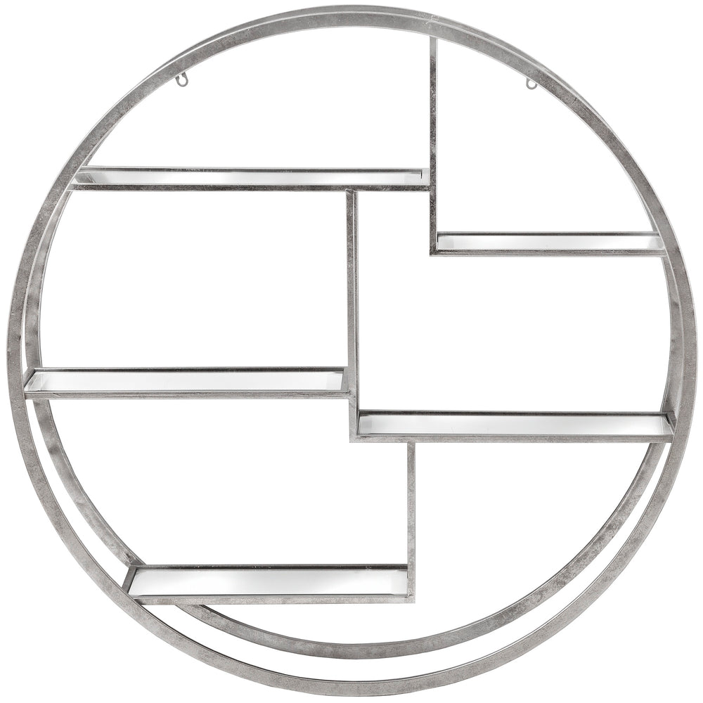 Maison Elegante Large Circular Silver Wall Hanging Multi Shelf