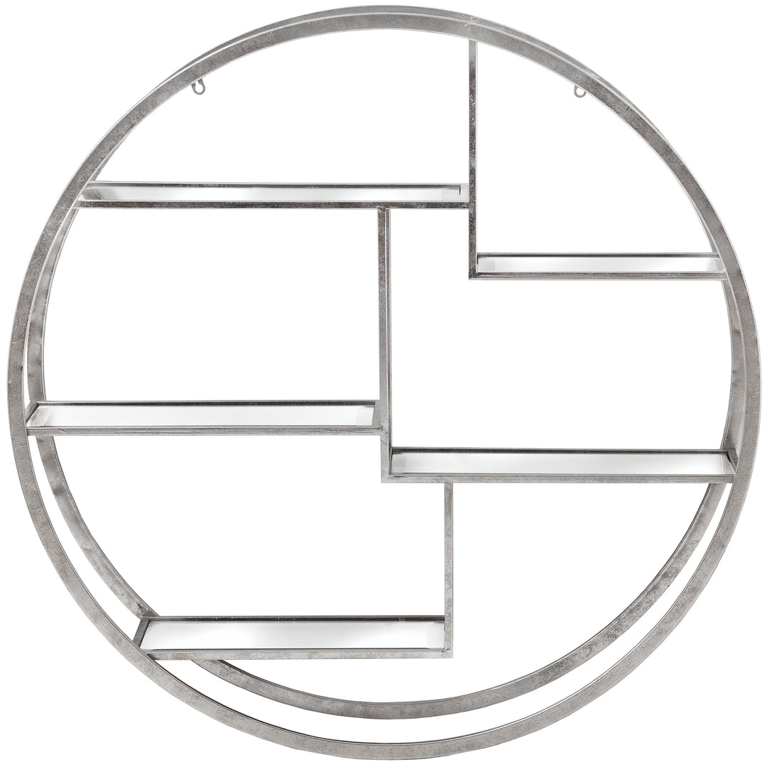 Maison Elegante Large Circular Silver Wall Hanging Multi Shelf