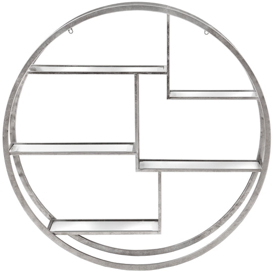 Maison Elegante Large Circular Silver Wall Hanging Multi Shelf