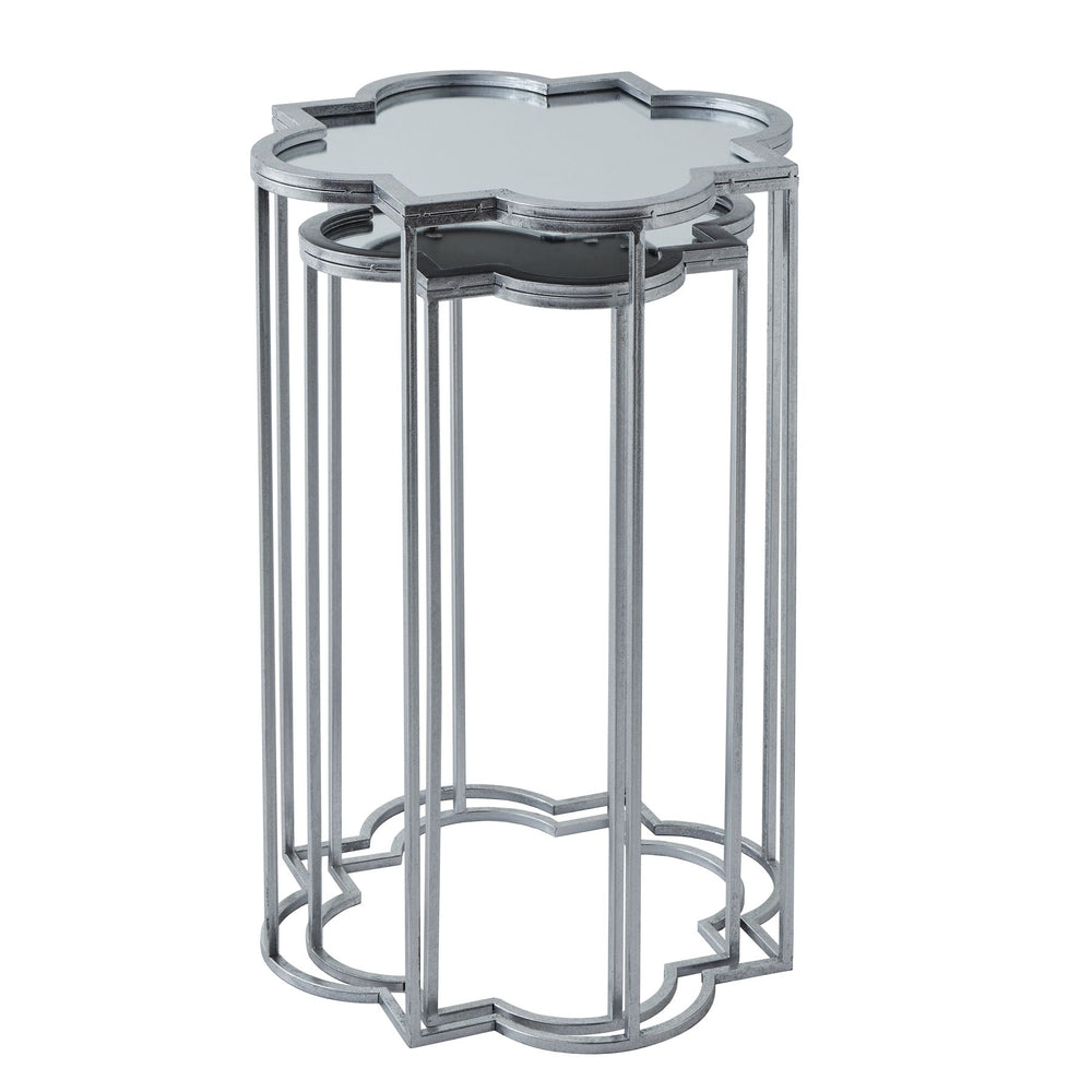 Maison Elegante Quarter Foil Mirrored Set Of Two Side Tables