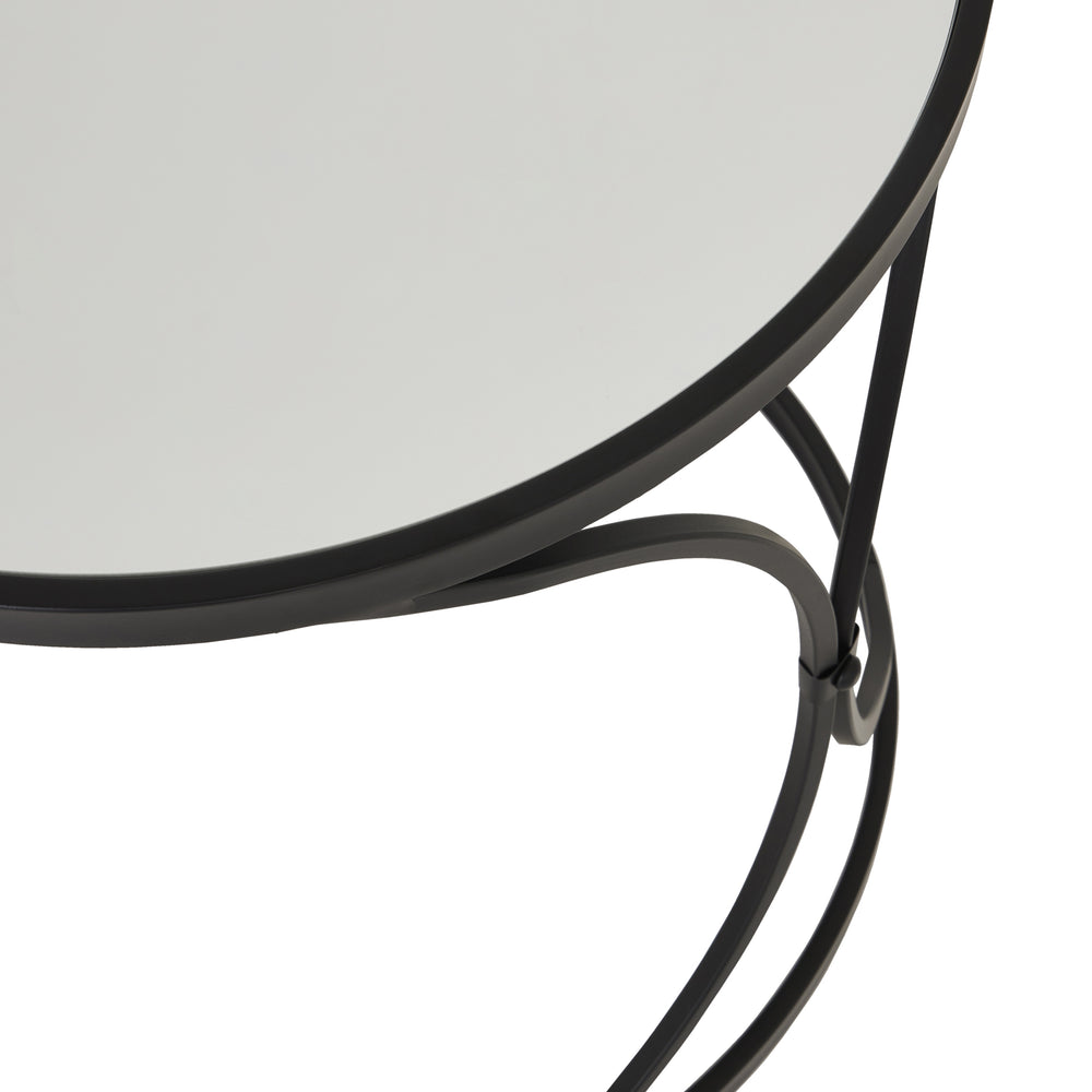 Maison Elegante Concaved Set Of Two Black Mirrored Side Tables