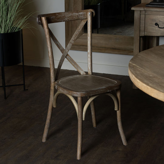 Maison Elegante Light Oak Cross Back Dining Chair