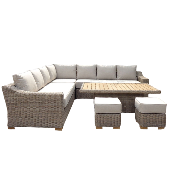Maison Elegante Capri Outdoor Large Corner Set With Riser Table + 2 Stools