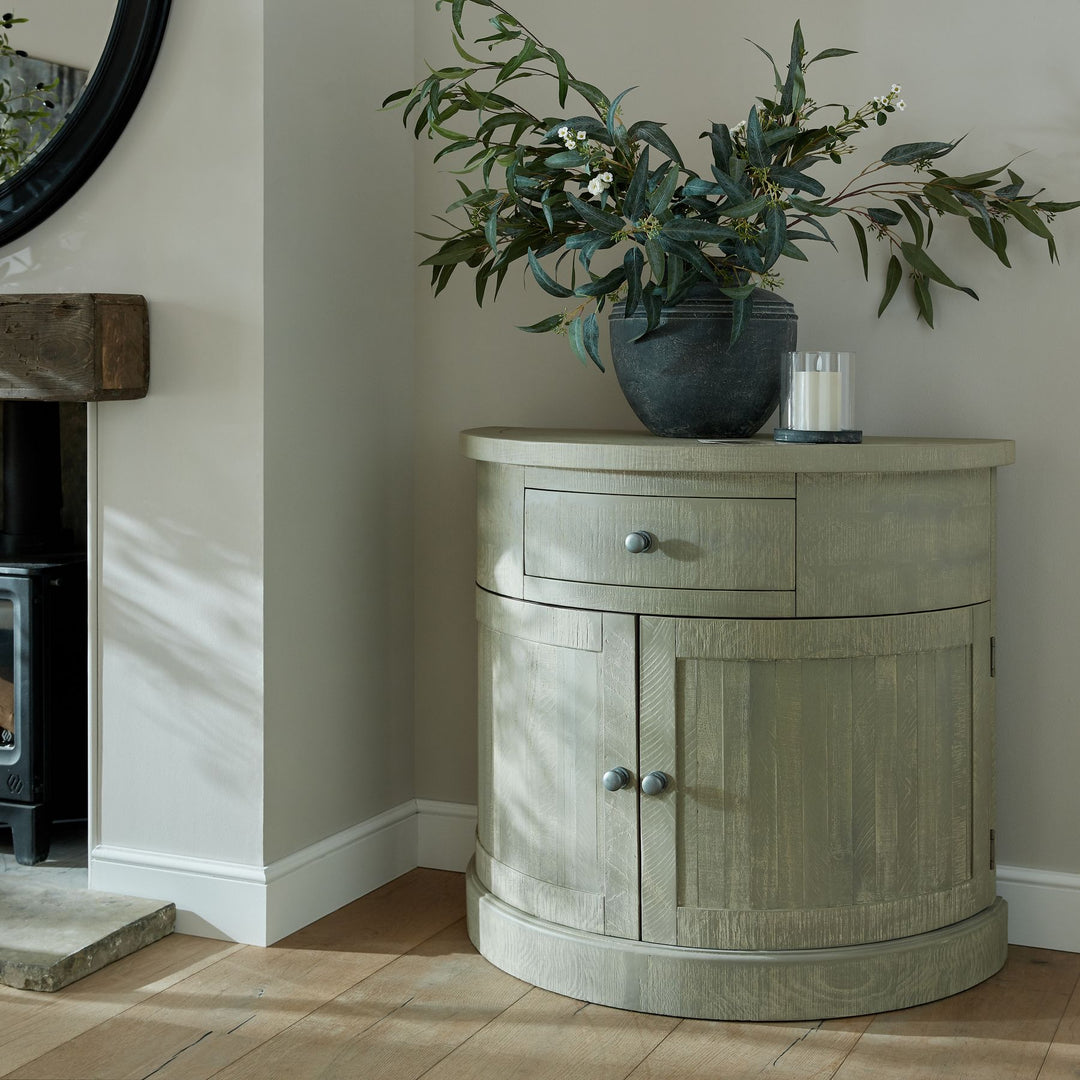 Maison Elegante Saltaire Collection Half Moon 2 Door Cupboard With Drawer