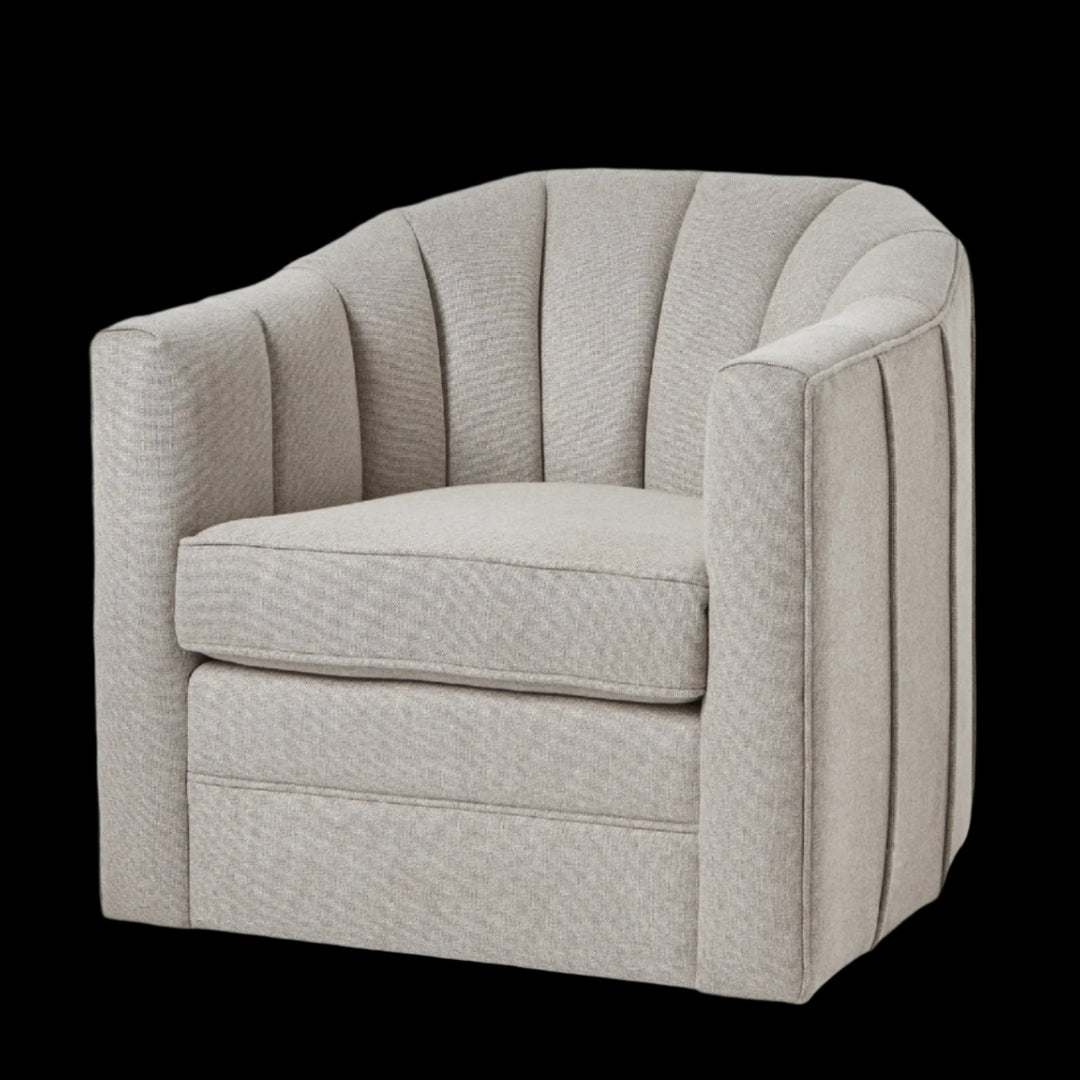 Maison Elegante Lily Swivel Chair In Oatmeal Twill