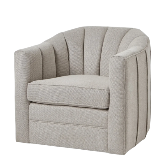 Maison Elegante Lily Swivel Chair In Oatmeal Twill