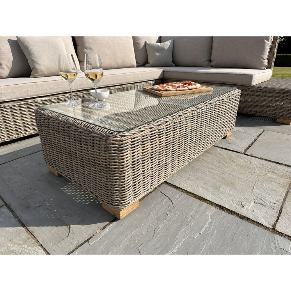 Maison Elegante Capri Collection Outdoor Large Corner And Coffee Table Set