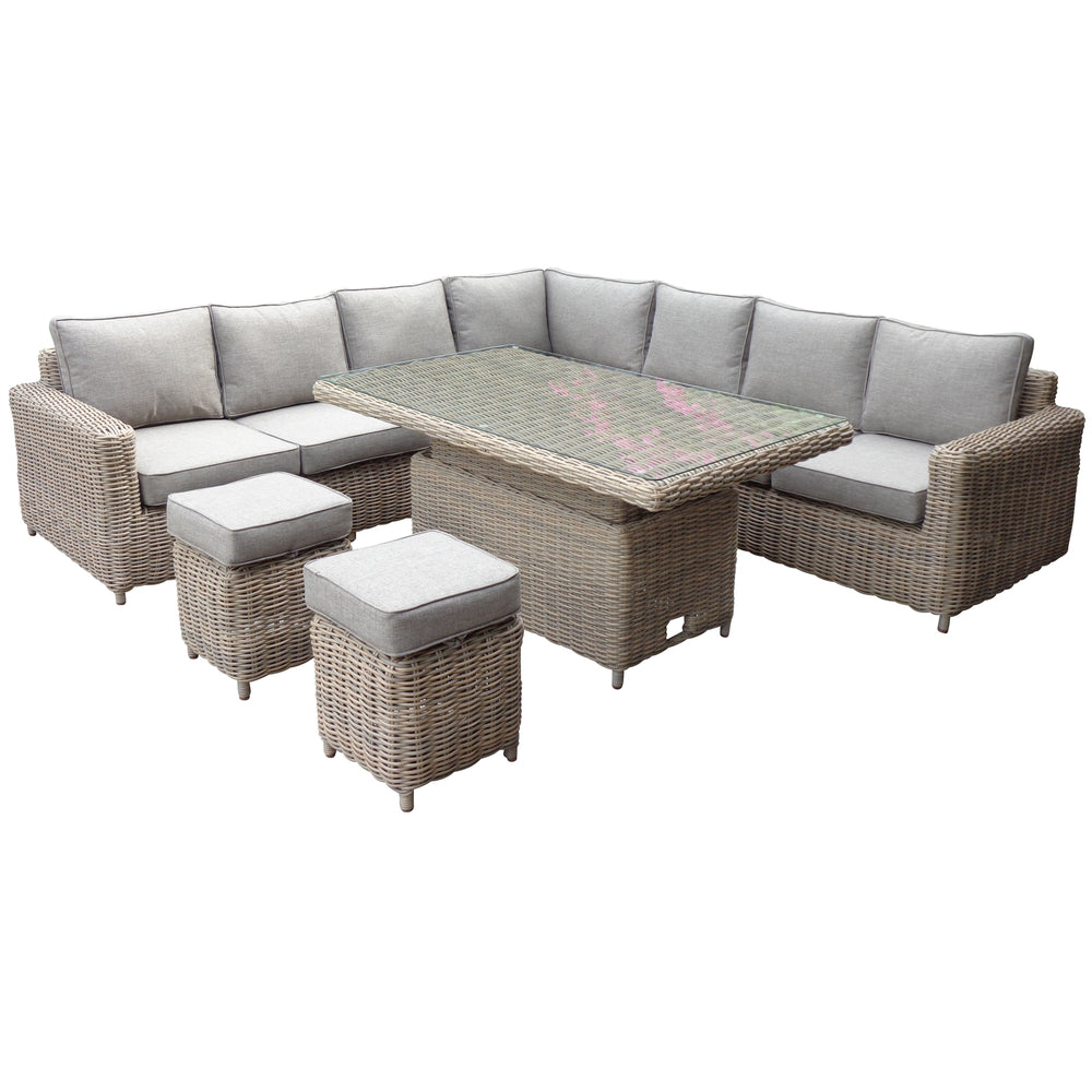 Maison Elegante Amalfi Outdoor Large Corner Set With Riser Table + 2 Stools