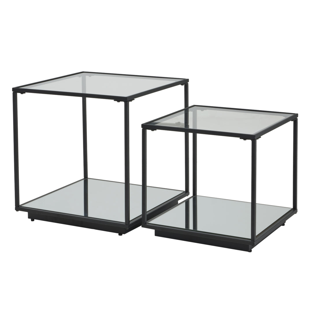 Maison Elegante Lennox Black Framed Set Of 2 Side Tables