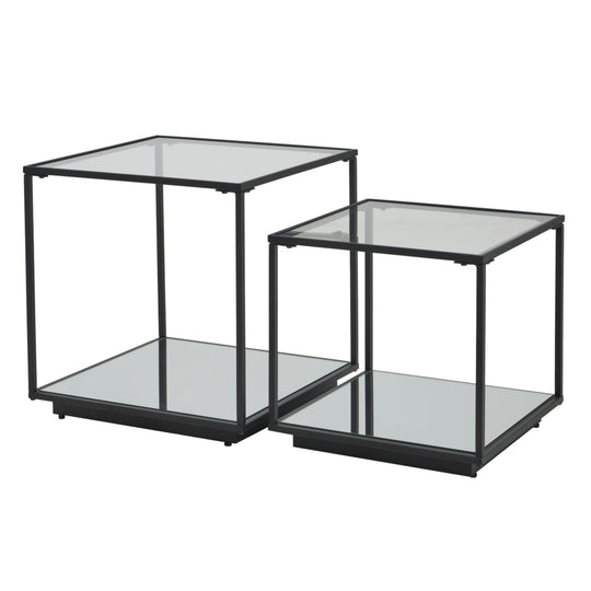 Maison Elegante Lennox Black Framed Set Of 2 Side Tables
