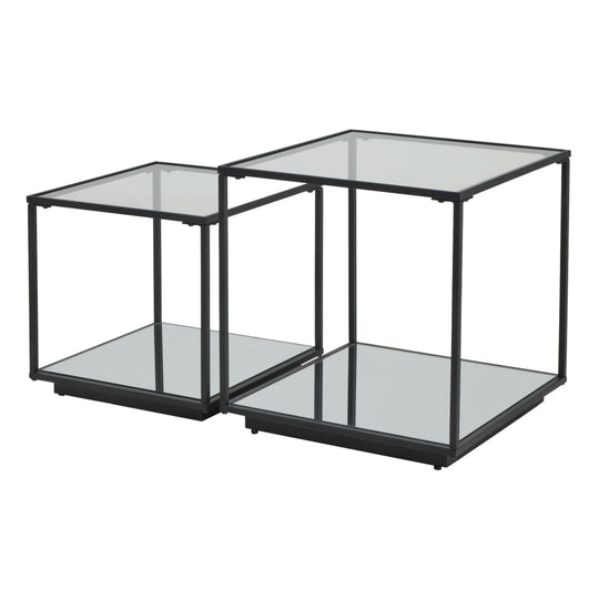 Maison Elegante Lennox Black Framed Set Of 2 Side Tables