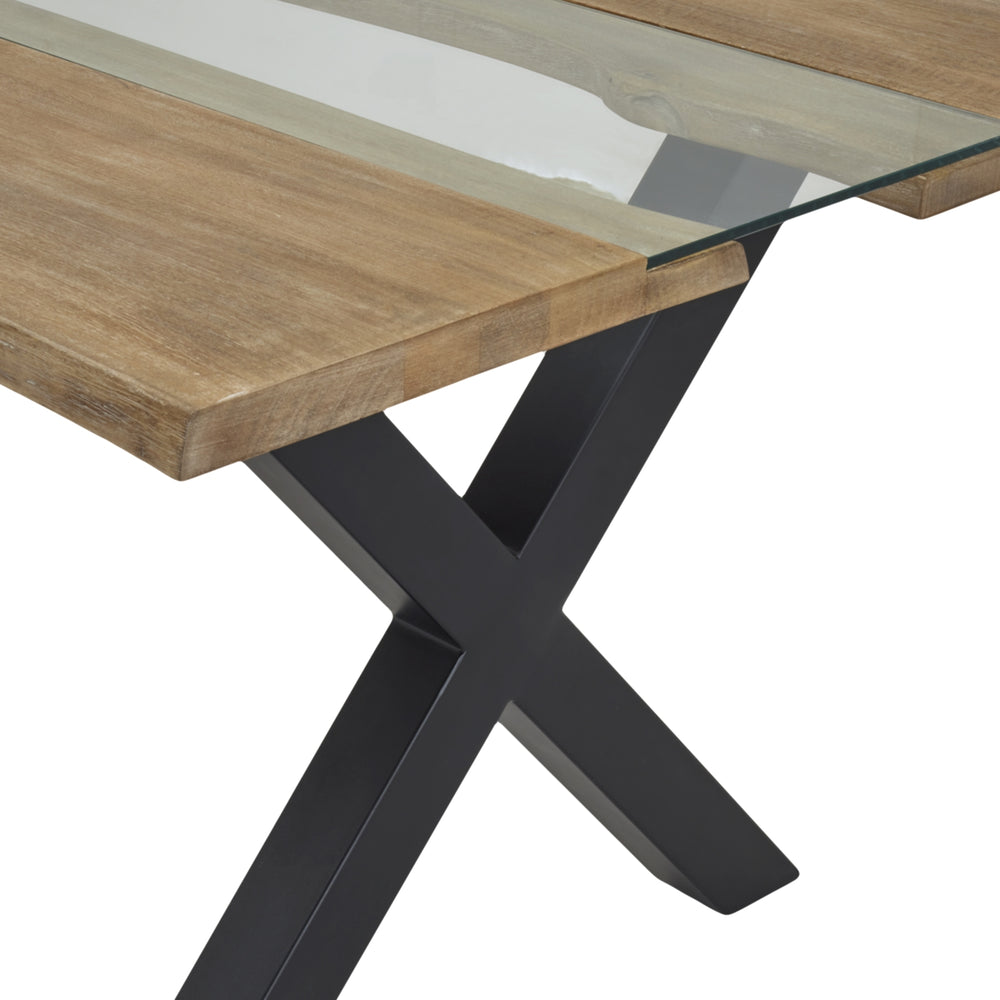 Maison Elegante Live Edge Collection Light Acacia River Dining Table