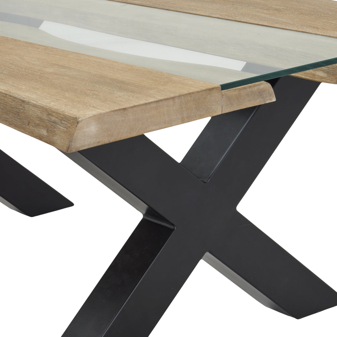 Maison Elegante Live Edge Collection Light Acacia River Coffee Table